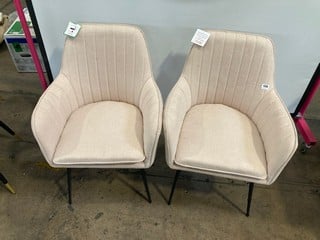 HALLOWOOD FURNITURE DINING CHAIRS SET OF 2 LIGHT BROWN FABRIC RRP £149.99