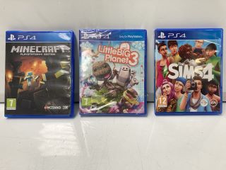 QTY OF PS4 GAMES TO INCLUDE THE SIMS4 (18+ ID MAY BE REQURIED