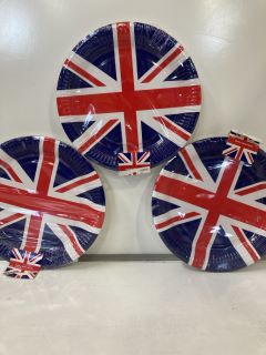 1 X BOX OF UNION JACK PAPER PLATES