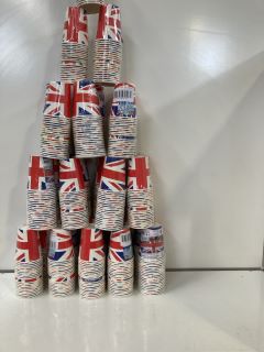 1 X BOX OF ASSORTED UNION JACK PAPER CUPS