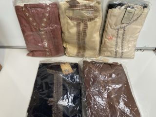 BOX OF ASSORTED CLOTHING ITEMS TO INCLUDE ENTIQUE TRADITIONAL GRANDEUR ASIAN SUIT