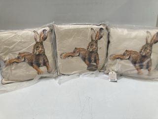 QTY OF FIELD & FUR BY JANE BANNON RABBIT CUSHIONS