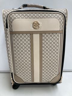 1 X RIVE ISLAND RI MONOGRAM SUITCASE IN BEIGE