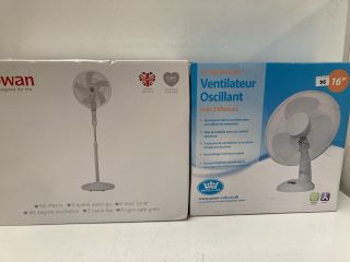 QTY OF ASSORTED FANS TO INCLUDE PREM-I-AIR 16" WHITE OSCILLATING DESKTOP FAN