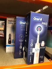 QUANTITY OF ITEMS TO INCLUDE ORAL-B PRO 3 ELECTRIC TOOTHBRUSH FOR ADULTS, 1 3D WHITE TOOTHBRUSH HEAD, 3 MODES WITH TEETH WHITENING, 2 PIN UK PLUG, 3000, PINK: LOCATION - A RACK