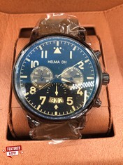 MENS HELLMAN DH CHRONOGRAPH MASTER PILOT WATCH MODEL DH077 - MULTI - FUNCTION MOVEMENT WITH DATE - GENUINE LEATHER STRAP - RRP £720: LOCATION - A RACK