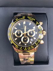 MENS ZIHLMANN & CO Z400 WATCH - CHRONOGRAPH MOVEMENT - GOLD COLOUR STAINLESS STEEL STRAP - BLACK DIAL - 3ATM WATER RESISTANT RRP £620: LOCATION - A RACK