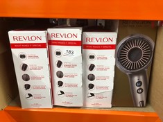 QUANTITY OF ITEMS TO INCLUDE REVLON ONE-STEP HAIR DRYER AND VOLUMIZER FOR MID TO LONG HAIR (ONE-STEP, 2-IN-1 STYLING TOOL, IONIC AND CERAMIC TECHNOLOGY, UNIQUE OVAL DESIGN) RVDR5222: LOCATION - A RAC