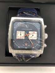 MENS LOUIS LACOMBE WATCH - SQUARE DIAL WITH WHITE SUBDIALS - LEATHER STRAP - 3ATM - HAND ASSEMBLED - EST £420: LOCATION - A RACK