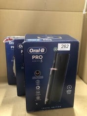 QUANTITY OF ITEMS TO INCLUDE ORAL-B PRO 3 ELECTRIC TOOTHBRUSH FOR ADULTS, 1 CROSS ACTION TOOTHBRUSH HEAD & TRAVEL CASE, 3 MODES WITH TEETH WHITENING, 2 PIN UK PLUG, 3500, BLACK: LOCATION - B RACK