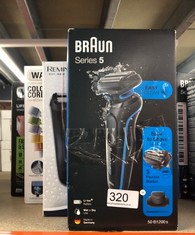 QUANTITY OF ITEMS TO INCLUDE BRAUN SERIES 5 ELECTRIC SHAVER, WITH PRECISION TRIMMER ATTACHMENT FOR MOUSTACHE & SIDEBURNS TRIMMING, 100% WATERPROOF ELECTRIC RAZOR FOR MEN, 2 PIN BATHROOM PLUG, 50-B120