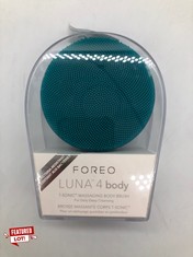 FOREO LUNA 4 BODY EVERGREEN - MASSAGE BODY BRUSH - WHOLE BODY CLEANSER & EXFOLIATOR - EXFOLIATING BODY SCRUBBER - FOR LYMPHATIC DRAINAGE & INGROWN HAIR TREATMENT - 100% WATERPROOF - USB-RECHARGEABLE.