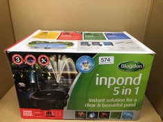 BLAGDON INPOND 5-IN-1 3000 EASY CARE CLEAN POND SOLUTION, 10W POND PUMP & FILTER WITH UV CLARIFIER FOR ALGAE CONTROL AND CLEAR WATER, LED LIGHT, 3 FOUNTAIN HEADS, FOR PONDS UP TO 3,000L, BLACK: LOCA