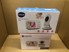 QUANTITY OF ITEMS TO INCLUDE VTECH VM3250 VIDEO BABY MONITOR WITH CAMERA,300M LONG RANGE, BABY MONITOR WITH 2.8"LCD SCREEN,UP TO 19-HR VIDEO STREAMING,NIGHT VISION,SECURED TRANSMISSION,TEMPERATURE SE