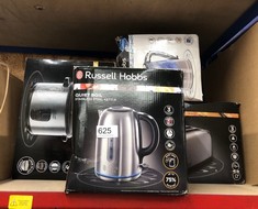 QUANTITY OF ITEMS TO INCLUDE RUSSELL HOBBS BRUSHED STAINLESS STEEL ELECTRIC 1.7L CORDLESS KETTLE (QUIET & FAST BOIL 3KW, REMOVABLE WASHABLE ANTI-SCALE FILTER, PUSH BUTTON LID, PERFECT POUR SPOUT) 204