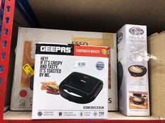 QUANTITY OF ITEMS TO INCLUDE GEEPAS TOASTIE MAKER | 2 SLICE SANDWICH TOASTER, COOKS DELICIOUS CRISPY SANDWICHES | 750W, 2 SLICE SANDWICH PRESS | COOL TOUCH HANDLE, AUTOMATIC TEMPERATURE CONTROL & NON