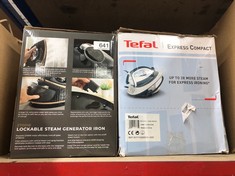 QUANTITY OF ITEMS TO INCLUDE TEFAL EXPRESS COMPACT STEAM GENERATOR IRON 1.7 L CAPACITY, 5.7 BAR, 120 G/MIN CONTINUOUS STEAM & 350 G/MIN STEAM BOOST, 2600 WATT, BLUE & WHITE SV7110: LOCATION - E RACK