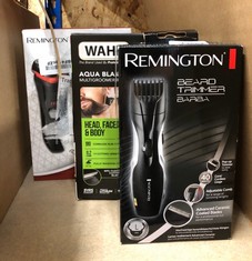 QUANTITY OF ITEMS TO INCLUDE REMINGTON BARBA BEARD TRIMMER (ADVANCED CERAMIC BLADES, POP-UP DETAIL TRIMMER, ADJUSTABLE ZOOM WHEEL, 9 LENGTH SETTINGS, COMB ATTACHMENT, CORD OR CORDLESS, 40-MINUTE RUNT