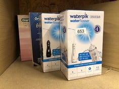 QUANTITY OF ITEMS TO INCLUDE WATERPIK CORDLESS ADVANCED WATER FLOSSER, 3 PRESSURE SETTINGS, DENTAL PLAQUE REMOVAL TOOL, IDEAL FOR TRAVEL OR SMALL BATHROOMS, USB CHARGER, WHITE, WP-580UK: LOCATION - E