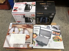 QUANTITY OF KITCHEN & APPLIANCES ITEMS TO INCLUDE SALTER EK2009 SANDWICH TOASTER,PANINI PRESS & HEALTH GRILL MARBLE NON-STICK PLATES,AUTOMATIC TEMPERATURE CONTROL,FLOATING HINGE FOLDS FLAT FOR LARGE