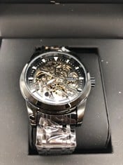 MENS TALIS CO 7820 AUTOMATIC WATCH  BLACK SKELETON DIAL AND CASE  STAINLESS STEEL STRAP  GLASS BACKCASE- £599 : LOCATION - TOP 50 RACK