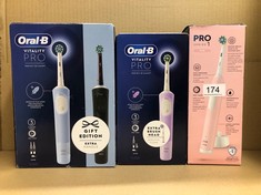 QUANTITY OF HEALTH & BEAUTY ITEMS TO INCLUDE ORAL-B PRO 1 ELECTRIC TOOTHBRUSH FOR ADULTS WITH 3D CLEANING, 1 TOOTHBRUSH HEAD, GUM PRESSURE CONTROL, 2 PIN UK PLUG, PINK: LOCATION - B