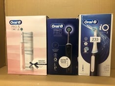 QUANTITY OF HEALTH & BEAUTY ITEMS TO INCLUDE ORAL-B IO3 ELECTRIC TOOTHBRUSHES ADULTS, MOTHERS DAY GIFTS FOR HER / HIM, 1 TOOTHBRUSH HEAD, 3 MODES WITH TEETH WHITENING, 2 PIN UK PLUG, BLACK: LOCATION