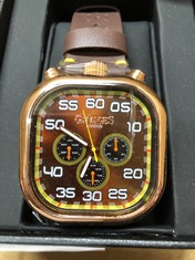 GAMAGES OF LONDON LIMITED EDITION HAND ASSEMBLED VERTICAL ASTUTE AUTOMATIC BROWN WATCH SKU:GA1742 RRP £710:: LOCATION - D