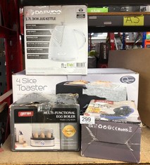 QUANTITY OF KITCHEN & APPLIANCES ITEMS TO INCLUDE DAEWOO SDA1780 ARGYLE COLLECTION, 1.7L, ELECTRIC KETTLE WITH REMOVABLE LID AND FILTER FOR AN EASY CLEAN, AUTO SHUT OFF AND POWER INDICATOR FOR SAFETY