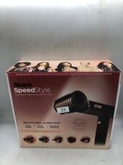 SHARK SPEEDSTYLE IONIC HAIR DRYER & STYLER WITH RAPIDGLOSS FINISHER WITH STORAGE BAG & HAIR CLIPS, 5 STYLERS, FOR ALL HAIR TYPES, ULTRA FAST DRYING, SMOOTHS FLYAWAYS, NO HEAT DAMAGE, BLACK/COPPER: LO