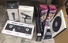 QUANTITY OF TV & AUDIO ITEMS TO INCLUDE AUDIO-TECHNICA MICROPHONE: LOCATION - E