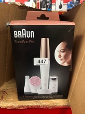 BRAUN FACESPA PRO 912 FACE EPILATOR WHITE/BRONZE – 3-IN-1 FACIAL PILATOR, CLEANING AND FIRMING SYSTEM FOR SALON BEAUTY AT HOME WITH 3 EXTRAS.: LOCATION - E