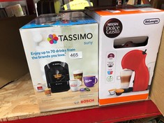 NESCAFÉ DOLCE GUSTO DELONGHI PICCOLO XS POD CAPSULE COFFEE MACHINE, ESPRESSO, CAPPUCCINO AND MORE, EDG210.R,0.8 LITERS, RED AND BLACK EDG 210.R + TASSIMO SUNY BY BOSCH COFFEE MACHINE : LOCATION - E