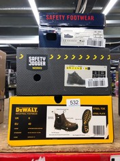 QUANTITY OF SAFETY BOOTS TO INCLUDE DEWALT NITROGEN MENS SAFETY BOOTS | BROWN DEALER | S3 SRA RATED | WATER RESISTANT |STEEL TOE CAP BOOT | SIZE 6 UK: LOCATION - F