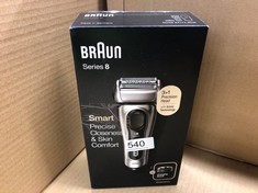 BRAUN SERIES 8 ELECTRIC SHAVER WITH 3+1 HEAD, ELECTRIC RAZOR FOR MEN WITH PRECISION TRIMMER, CHARGING STAND & TRAVEL CASE, SONIC TECHNOLOGY, UK 2 PIN PLUG, 8417S, SILVER RAZOR.: LOCATION - F