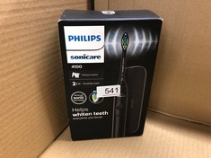 PHILIPS SONICARE 4100 - PHILIPS SONICARE ELECTRIC TOOTHBRUSH FOR ADULTS WITH 1 X PHILIPS W2 OPTIMAL WHITE SONIC BRUSH HEAD IN BLACK, SLIM TRAVEL CASE AND USB CHARGER (MODEL HX3683/54).: LOCATION - F