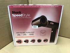 SHARK SPEEDSTYLE IONIC HAIR DRYER & STYLER WITH RAPIDGLOSS FINISHER WITH STORAGE BAG & HAIR CLIPS, 5 STYLERS, FOR ALL HAIR TYPES, ULTRA FAST DRYING, SMOOTHS FLYAWAYS, NO HEAT DAMAGE, BLACK/COPPER.: L