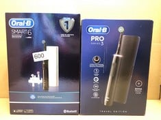 ORAL-B SMART 6 ELECTRIC TOOTHBRUSH FOR ADULTS, APP CONNECTED HANDLE, 3 TOOTHBRUSH HEADS & TRAVEL CASE, 5 MODES, TEETH WHITENING, 2 PIN UK PLUG, 6000N: LOCATION - G