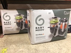 2 X BABYMOOV NUTRIBABY PLUS 6 IN 1 BABY FOOD MAKER, BABY FOOD BLENDER AND STEAMER, FOOD PROCESSOR FOR WEANING, WARMER, DEFROSTER, STERILISER, NUTRITIONIST APPROVED, GREY: LOCATION - G