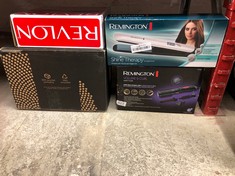 QUANTITY OF HEALTH & BEAUTY ITEMS TO INCLUDE REMINGTON SHINE THERAPY HAIR STRAIGHTENER WITH ADVANCED CERAMIC COATING INFUSED WITH MOROCCAN ARGAN OIL FOR SLEEK & SMOOTH GLIDE, FLOATING PLATES, DIGITAL