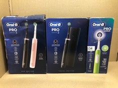 QUANTITY OF HEALTH & BEAUTY ITEMS TO INCLUDE ORAL-B PRO 3 ELECTRIC TOOTHBRUSHES FOR ADULTS, GIFTS FOR WOMEN / MEN, 1 CROSS ACTION TOOTHBRUSH HEAD & TRAVEL CASE, 3 MODES WITH TEETH WHITENING, 2 PIN UK