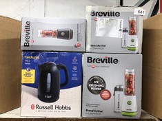 QUANTITY OF KITCHEN & APPLIANCES ITEMS TO INCLUDE BREVILLE BLEND ACTIVE PERSONAL BLENDER & SMOOTHIE MAKER | 350W | 1 PORTABLE BLEND ACTIVE BOTTLE (600ML) | LEAK PROOF LID | BLACK & GOLD [VBL251]: LOC