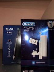 ORAL-B SMART 6 ELECTRIC TOOTHBRUSH FOR ADULTS, APP CONNECTED HANDLE, 3 TOOTHBRUSH HEADS & TRAVEL CASE, 5 MODES, TEETH WHITENING, 2 PIN UK PLUG, 6000N + ORAL-B PRO SERIES 3 TOOTHBRUSH : LOCATION - H