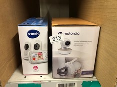 VTECH VM3250-2 VIDEO BABY MONITOR WITH 2 CAMERAS 300M LONG RANGE WITH 2.8"LCD, UP TO 19-HR VIDEO STREAMING, NIGHT VISION, SECURED TRANSMISSION TEMPERATURE SENSOR SOOTHING SOUNDS 2X ZOOM WHITE + MOTOR