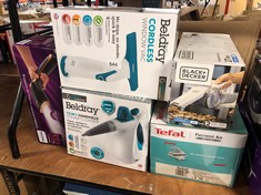 QUANTITY OF KITCHEN & APPLIANCES ITEMS TO INCLUDE TEFAL FV6550 FREEMOVE CORDLESS STEAM IRON, 2400 W, WHITE AND SILVER: LOCATION - SIDE TABLES