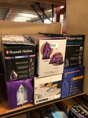 QUANTITY OF KITCHEN & APPLIANCES ITEMS TO INCLUDE TOWER T22008 CERAGLIDE CORDLESS STEAM IRON WITH CERAMIC SOLEPLATE AND VARIABLE STEAM FUNCTION, 2400 W, PURPLE: LOCATION - SIDE TABLES