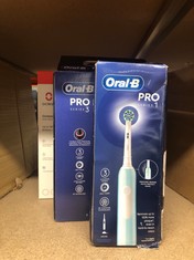 QUANTITY OF HEALTH & BEAUTY ITEMS TO INCLUDE ORAL-B PRO 1 ELECTRIC TOOTHBRUSH FOR ADULTS WITH 3D CLEANING, 1 TOOTHBRUSH HEAD, GUM PRESSURE CONTROL, 2 PIN UK PLUG, BLUE: LOCATION - A