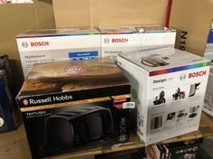 QUANTITY OF KITCHEN & APPLIANCES ITEMS TO INCLUDE BOSCH DESIGNLINE TWK3P420GB STAINLESS STEEL CORDLESS KETTLE, 1.7 LITRES, 3000W - SILVER & BLACK: LOCATION - FRONT TABLES