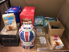 QUANTITY OF  ITEMS TO INCLUDE NEW ENGLISH TEAS UNION JACK LARGE ROUND TEA CADDY WITH 240 ENGLISH BREAKFAST TEABAGS EXPIRY DATE 07/2026: LOCATION - BACK TABLES