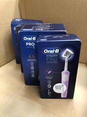 QUANTITY OF HEALTH & BEAUTY ITEMS TO INCLUDE ORAL-B VITALITY PRO ELECTRIC TOOTHBRUSHES FOR ADULTS, FATHERS DAY GIFTS FOR HIM / HER, 1 HANDLE, 2 TOOTHBRUSH HEADS, 3 BRUSHING MODES INCLUDING SENSITIVE